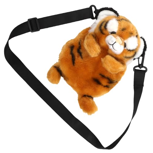 Healvian Plüsch Tiger Umhängetasche Verstellbar Cartoon Kuschelig Schultertasche Mädchen Souvenir Für Alltag Party Reise von Healvian