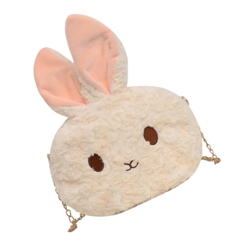 Healvian Plüsch Umhängetasche Damen Mädchen Rabbit Design Schultertasche Leicht Elegant Zipper Verschluss Niedliches Kaninchen Motiv Für Alltag Shopping Ausflug Beige von Healvian