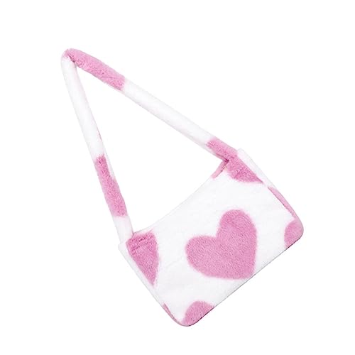 Healvian Plüsch Umhängetasche Damen Winter Tasche mit Wolken Herz Design Leichte Modische Schultertasche für Alltag Urlaub Shopping Praktische Handtasche für Handy Schlüssel Geldbörse von Healvian