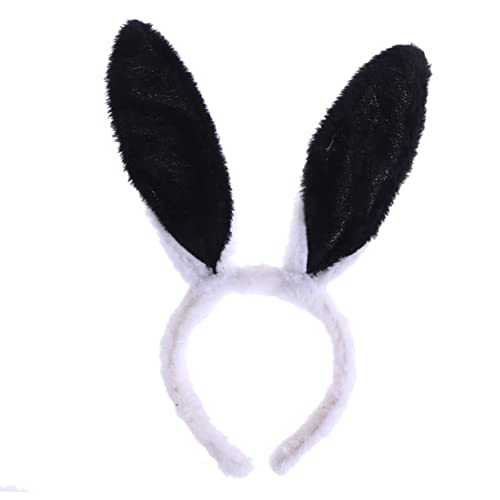 Healvian Plüsch-haarbänder Mit Hasenohren Hasen-stirnband Plüschohren Haarbänder Weiß Und Schwarz Für Junge Mädchen Kleinkinder Jugendliche Und Erwachsene von Healvian