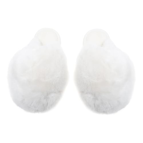 Healvian Plüschige Damen Hausschuhe Winter Warm Gefüttert Rutschfeste Sohle Weiche Pantoffeln für Zuhause Komfortable Fußbekleidung Weiß von Healvian