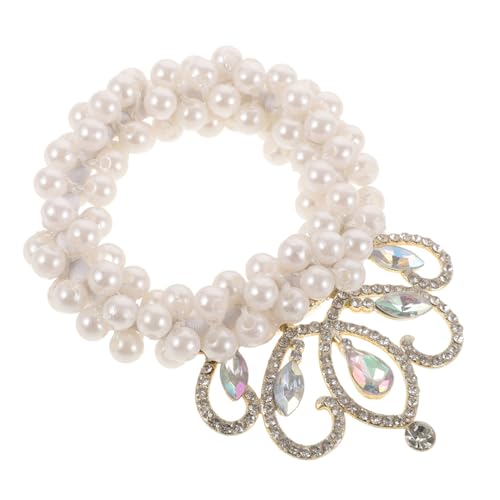 Healvian Prinzessin Krone Haargummi mit Perlen Dekoratives Haarband für Mädchen Stilvolles Haarschmuck Accessoire für Besondere Anlässe und Alltag von Healvian
