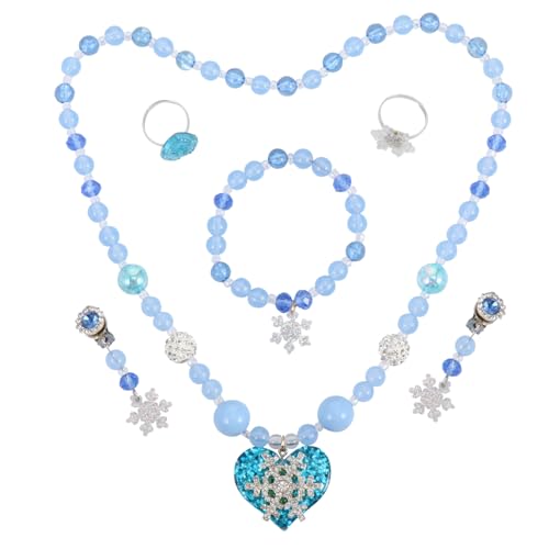Healvian Perlen Set Für Mädchen Mit Halskette Schneeflocke Motiv Perlenarmband Junge Mädchen Ohrclip Schmuckset Für Partygeschenke Geburtstag Weihnachts Kostümparty von Healvian