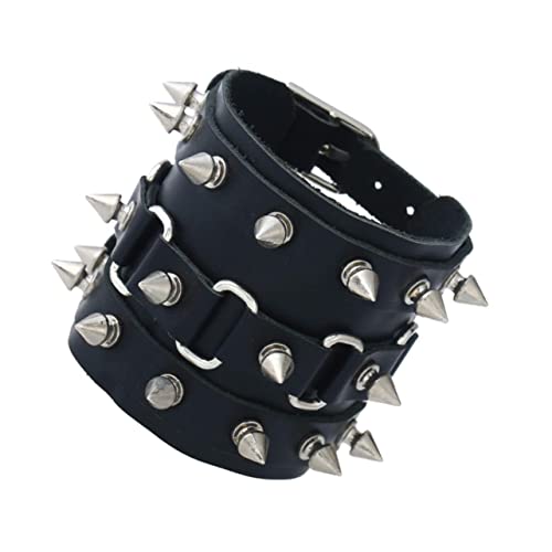 Healvian Punk Armband Rindsleder mit Spike Design für Männer Verstellbares Handgelenkarmband Zubehör für Biker Motorradfahrer Modebewusste Langlebig Stylisch Healvian Punk Armband Rindsleder mit Spike Design für Männer Verstellbares Handgelenkarmband Zubehör für Biker Motorradfahrer Modebewusste Langlebig Stylisch von Healvian