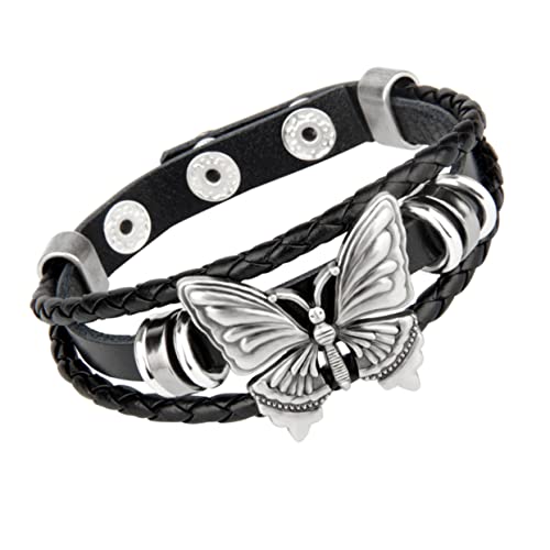 Healvian Punk Passendes Armband Gothic Schmetterlingsarmband Für Männer Frauen Unikatschmuck Armreif Aus Hochwertigen Materialien Für Freizeit Partys Und Andere Anlässe von Healvian