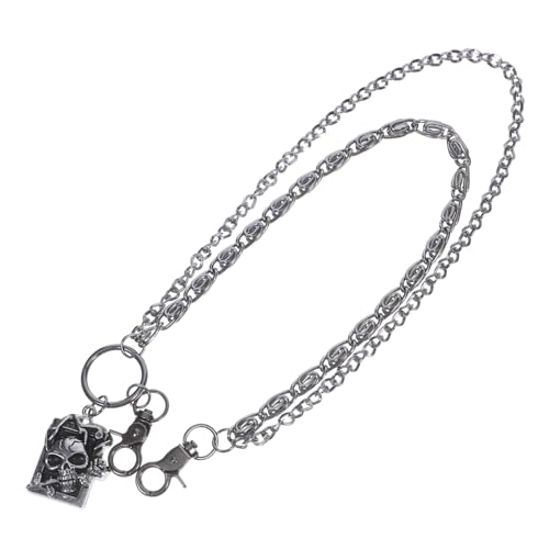 Healvian Punk Hosenkette Herren Metall Doppelter Totenkopf Jeans Ketten Gürtel Biker Gothic Accessoire Vintage Stil für Unisex Hip Hop Festival von Healvian
