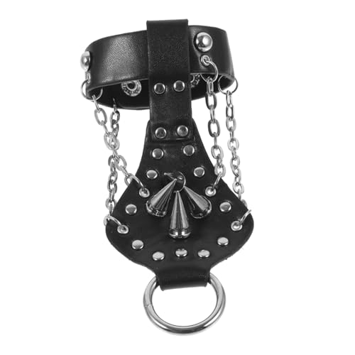Healvian Punk Lederarmband mit Ring Rindsleder Verstellbares Gothic Handgelenk und Finger Schmuckstück Stylisches Accessoire für Party Alltag und Performance Healvian Punk Lederarmband mit Ring Rindsleder Verstellbares Gothic Handgelenk und Finger Schmuckstück Stylisches Accessoire für Party Alltag und Performance von Healvian