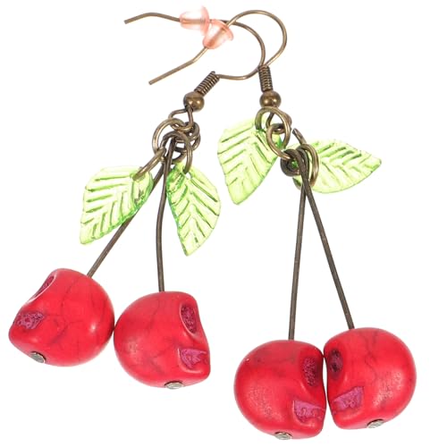 Healvian Punk Skull Cherry Ohrringe Damen Halloween Schmuck Leichtes Legierungs Design Auffällige Rote Ohrhänger Für Alltag Festival Party von Healvian