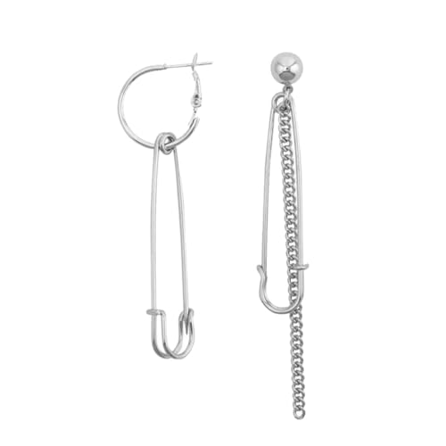 Healvian Punk Stil Ohrschmuck Silber Nadel Asymmetrische Kettenohrringe Retro Design Leichter Modeschmuck Für Alltag Party von Healvian