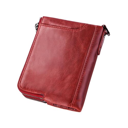 Healvian RFID Schutz Geldbörse Herren Rot Schlank Multifunktional Kreditkartenetui Münzfach Kompakt Handtasche Stilvoll Portemonnaie für Alltag und von Healvian