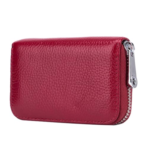 Healvian RFID Sichere Geldbörse für Herren Eleganter Kartenhalter mit Reißverschluss für Kreditkarten Ausweise Kleine Gegenstände Kompaktes Tragbares Design Weinrot von Healvian