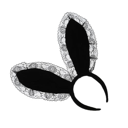 Healvian Rabbit Ear Haarreifen Hasenohr Stirnband für Cosplay und Partys Leicht und Auffällig Schwarz von Healvian
