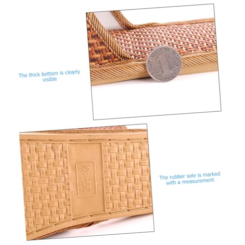 Healvian Rattan Gewebte Hausschuhe Sommer Atmungsaktiv Leichte Plateau sohle Rutschfest für Zuhause Damen und Herren Braun von Healvian