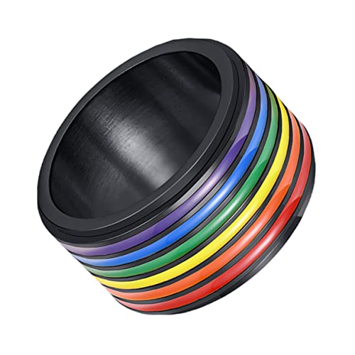 Healvian Regenbogenfarbener Ring Ringdekor in Regenbogenfarben Regenbogenring Ring Fingerring Persönlichkeit Homosexuell Schmuck Rostfreier Stahl Colorful von Healvian