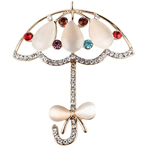 Healvian Regenschirm Brosche mit Mehrfarbigen Strasssteinen Anstecknadel für Damen Langlebiges Metall für Kleidung Anzüge Schals und Hüte Perfektes für Geburtstage und Zufällige Farbe von Healvian