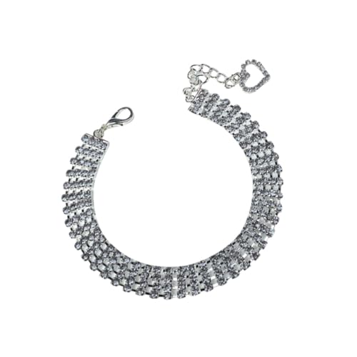 Healvian Reihiges glitzerndes Hundehalsband mit Herz Anhänger Weiße Halskette für Kleine Hunde Strapazierfähig und Modisch Geeignet für Fotoshootings und Partys von Healvian