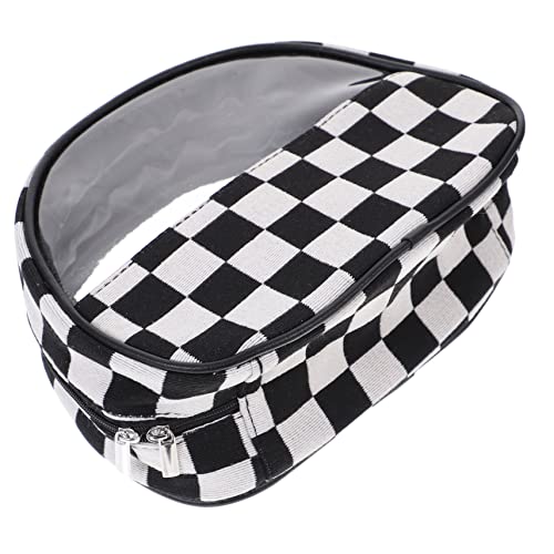 Healvian Reise Kosmetiktasche mit Großem Fassungsvermögen Wasserabweisend Zipper für Toilettenartikel Make Up Organizer Weiß Karomuster für Frauen Unterwegs von Healvian