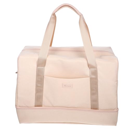 Healvian Reisetasche Sporttasche wochenendtasche Fitnesstasche mit großem Fassungsvermögen sportliche Turnbeutel tragbare Tasche für die Reise Recycelte Shantung-Seide Beige von Healvian