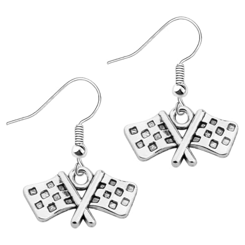 Healvian Rennflaggen Ohrringe für Damen Checkered Flag Charm Ohrringe Leicht und für Renntag Einzigartiger Schmuck für Verschiedene Outfits von Healvian