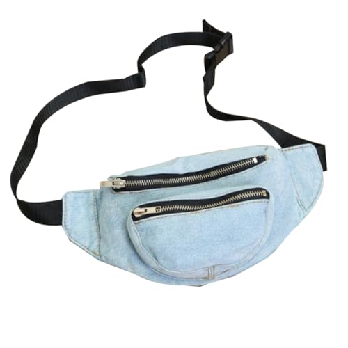 Healvian Retro Denim Gürteltasche Damen Mehrfachfächer Tragbar Vielseitig als Bauchtasche Umhängetasche und Crossbody Chest Bag Leichtes Material für Alltag Shopping Reisen und Arbeit von Healvian