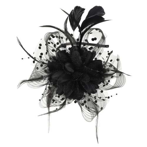 Healvian Retro Fascinator Haarclip mit Netzschleier Eleganter Party und Hochzeitskopfschmuck für Damen Vintage Headpiece mit Federblume für Braut Teeparty und Festliche Anlässe von Healvian