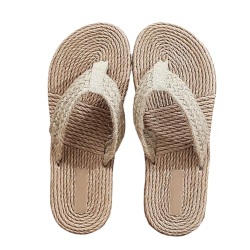 Healvian Retro Geflochtene Hausschuhe Herren Sommer Rutschfeste Indoor Slipper Atmungsaktive Leichte Freizeitschuhe für Zuhause Komfortabel und Modisch von Healvian