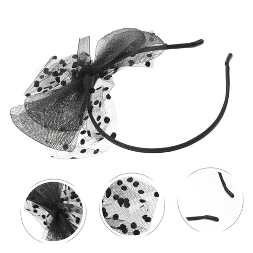 Healvian Retro Haarreif Damen mit Großem Schleifen bindeband Schwarzes Netz spitzen stirnband im Vintage stil Dehnbarer Haarschmuck für Party Alltag und Festliche Anlässe von Healvian