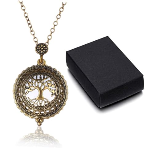 Healvian Retro Hohl Lebensbaum Anhänger Lupe Halskette Kreatives Legierungs Schmuck Damen Freund Familie von Healvian