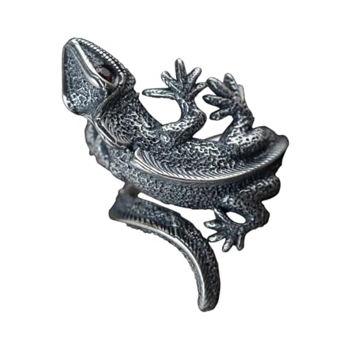 Healvian Retro Lizard Ring Unisex Vintage Schmuck Tiermotiv Verstellbar Modisch Auffälliger Statement ring für Damen und Herren von Healvian