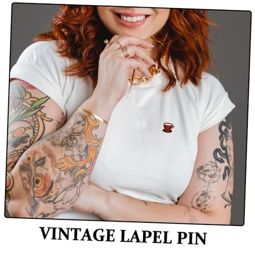 Healvian Retro Lover Brosche Metal Anstecknadel Cartoon Kaffeetassen Rucksack Pin für Kaffeeenthusiasten Einzigartige Metallbrosche von Healvian