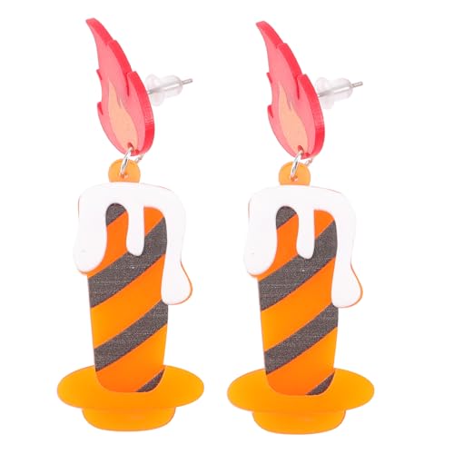 Healvian Retro Ohrringe Damen Kreative Kerzen Baumelnde Ohrhänger Rote Flamme Statement Schmuck Für Halloween Karneval Cosplay Party von Healvian