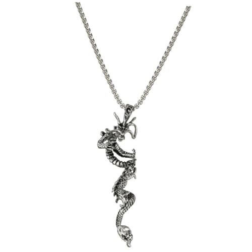 Healvian Retro Punk Drachen Anhänger Halskette Herren Kette Robust Für Alltag Party von Healvian