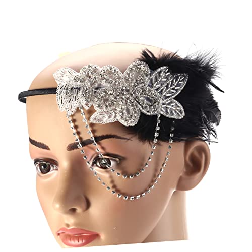Healvian Retro Schwarzes Haarband Flapperkette Blumenhaarbande für Damen Kostümparty Stück Jahre von Healvian