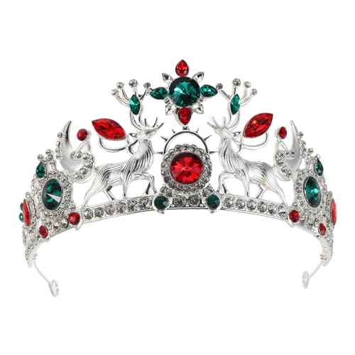 Healvian Rhinestone Bridal Headband Weihnachtskrone mit Rentier Schneeflocken-design Langlebiges Legierungsmaterial Leichtes Festliches Haarschmuck für Hochzeit Geburtstag und Halloween von Healvian