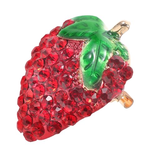 Healvian Rhinestone Erdbeer Brosche Damen Anstecknadel Schmuck Pin für Kleidung und Rucksack Modisches Frucht Design Stabile Befestigung Stilvolle Accessoires für Alltag und Bühne von Healvian