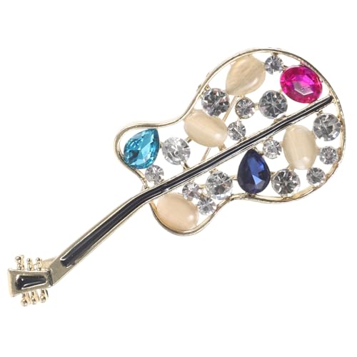 Healvian Rhinestone Gitarrenbrosche mit Perlen und Kristallen Dekorativer Ansteckpin für Frauen Modisches Accessoire für Jacken Rucksäcke Hüte Geeignet für Partys Hochzeiten Business von Healvian