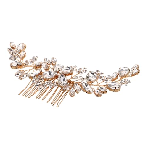 Healvian Rhinestone Haarkamm Gold Eleganter Brautschmuck für Hochzeit und Party Funkelndes Haaraccessoire für Hochsteckfrisuren und Festliche Anlässe Vielseitig Einsetzbar für Bräute und von Healvian