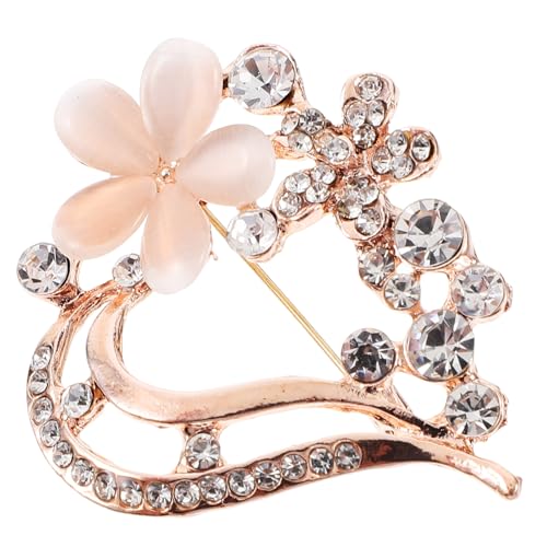 Healvian Rhinestone Herzbrosche aus Legierung Herzform mit Pflaumenblüten Design Modisches Damen Kleidungsaccessoire Vielseitige Anstecknadel für Brautschmuck und Valentinstag Elegantes von Healvian