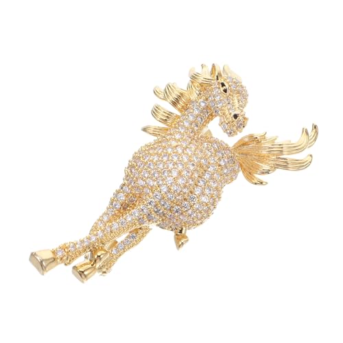 Healvian Rhinestone Pferdebrosche Goldfarben Funkelndes Chinesisches Sternzeichen Pferd Reversnadel Elegantes Accessoire für Damen und Herren Anzug Kleid Schmuck von Healvian