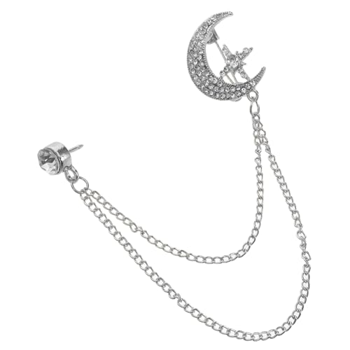 Healvian Rhinestone Planet Mond Brosche mit Hängender Quaste Silberne Vintage Anstecknadel für Jacken Anzüge und Rucksäcke Leichter Lapel Pin für Damen und Herren Vielseitiges von Healvian