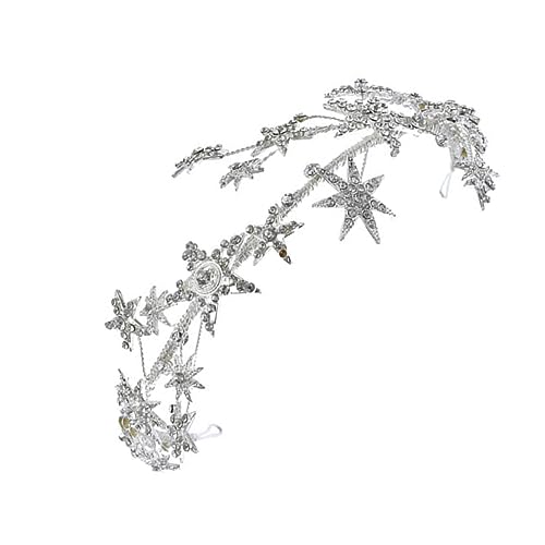 Healvian Rhinestone Stern Krone Hochzeit Braut Haarschmuck Damen Verstellbar Glänzend Silber Party Geburtstagskranz Accessoire von Healvian
