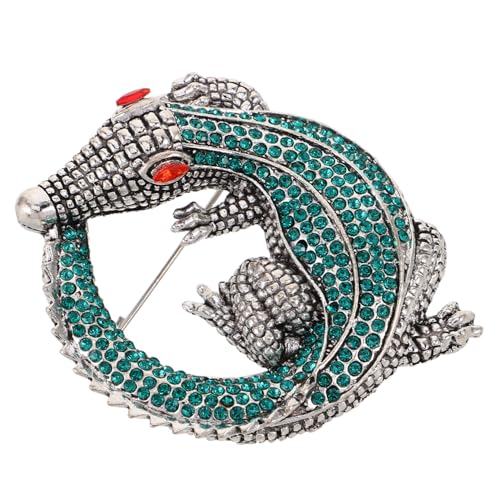 Healvian Rhinestone Tierbrosche Krokodil Anstecknadel Herren Strass Schmuck Leicht Elegant für Anzug Rucksack Kleidung Schmuckaccessoire von Healvian