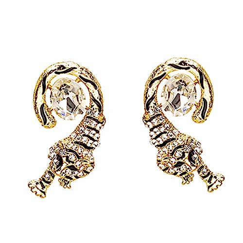 Healvian Rhinestone Tiger Ohrstecker Damen Alloy Schmuck Modisch Elegant für Alltag Party von Healvian