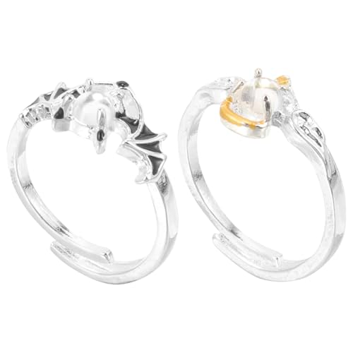 Healvian Ringe und Teufel Mondstein Verlobungsringe Luxuriöse Partner Schmuck Damen Herren von Healvian