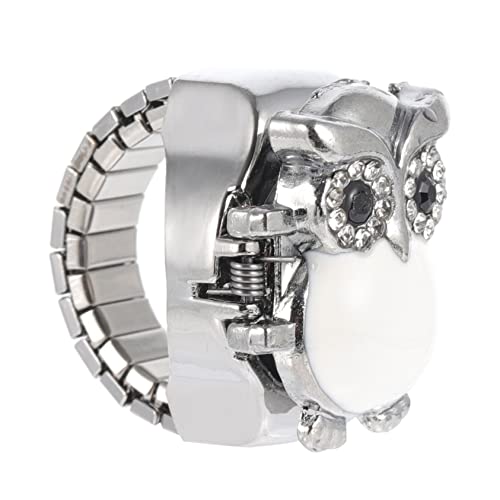 Healvian Ringuhr Mit Eulendesign Uhrenring Frauen Uhr Mit Eulenring Ringuhren Fingeruhren Für Damen Betrachten Retro Digitale Ringuhr Eulenmuster-fingeruhr Fingerschmuck Zinklegierung Weiß von Healvian