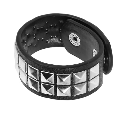 Healvian Riveted Fake Leather Armband Unisex Vintage Punk Stil Verstellbar Komfortabel Langlebig Modisches Herren Damen Schmuck Accessoire von Healvian