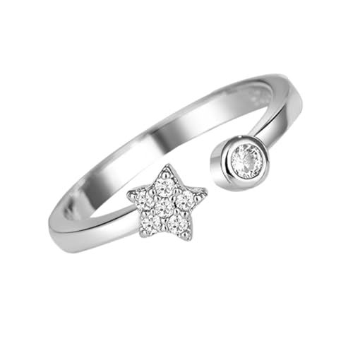 Healvian Romantischer Offener Stern fingerring Damen Schlicht Verstellbar Langlebig Dekorativ Komfortabel für Alltag Geschenk Freundin Freundin Mutter von Healvian