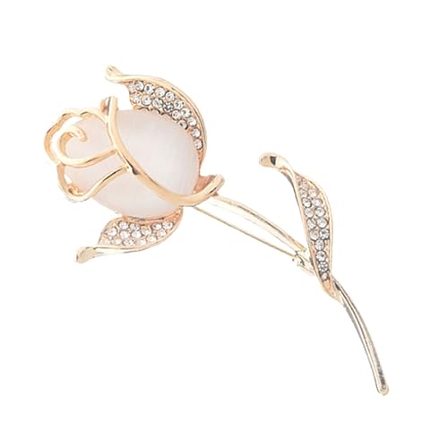 Healvian Rosenbrosche mit Katzenaugen Opal Anstecknadel Legiertem Leichtes Schmuckstück für Brautkleid Hochzeit Party für Damen Gold von Healvian