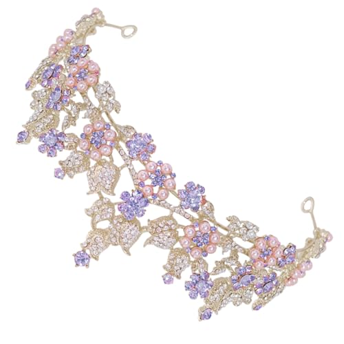 Healvian Rosenkrone Brautkrone geburtstagskrone Hochzeit Haarband Königin-Stirnband Haarschmuck für Bräute hochzeit braut dekore Hochzeitskopfschmuck für die Braut Tiara Kunstperlen Violett von Healvian