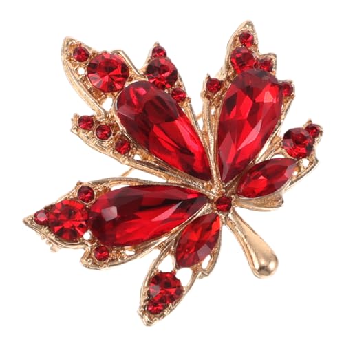 Healvian Rote Ahornblatt-brosche Damen Herbst Schmuck Eleganter Lapel Pin für Wintermode Thanksgiving Accessoire Vielseitige Anstecknadel für Kleider Mäntel Blusen von Healvian